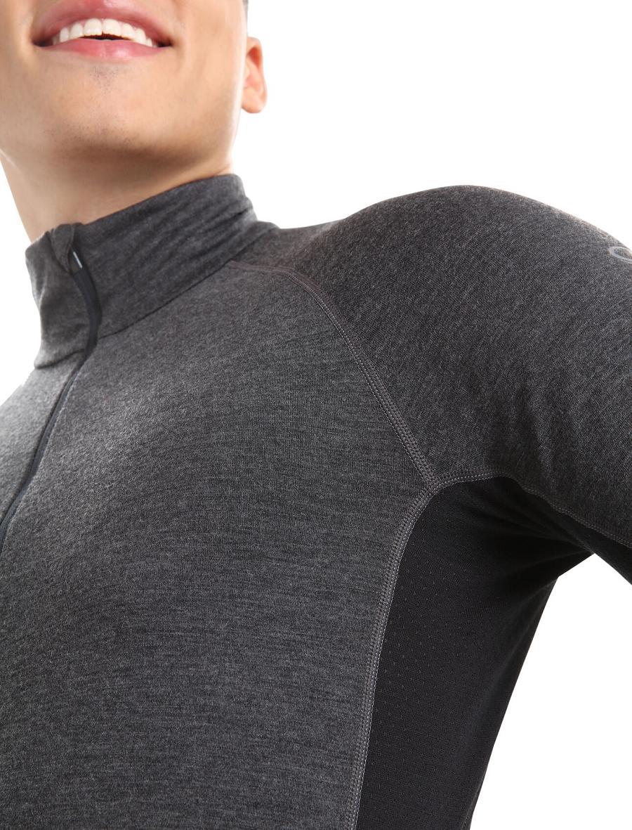 Jet Heather / Black Icebreaker BodyfitZone™ Merino 260 Zone Long Sleeve Half Zip Thermal Top Men's Base Layers | AU 1349LISH